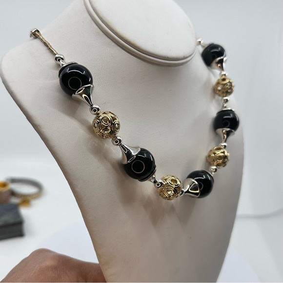 RLM Studio Elegance 20” Sterling Silver & 18k Gold-Plated Lace Bead Necklace - Picture 4 of 12